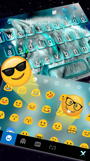 Cyan Neon Wolf Keyboard Theme Screen 3