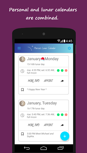 Android application MeAdvise - Haircuts Lunar Cale screenshort