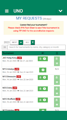 Android application ITF Uno screenshort