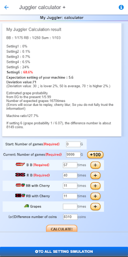 Pachislot Juggler calculator + Screen 3