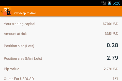 Forex Position Size Calculator Screen 3