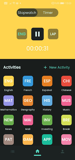 Android application Activap Pomodoro Time Tracker screenshort