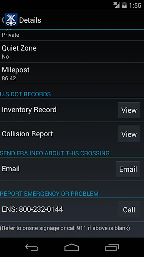 Rail Crossing Locator Screen 2