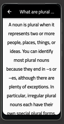 Android application plural nouns screenshort