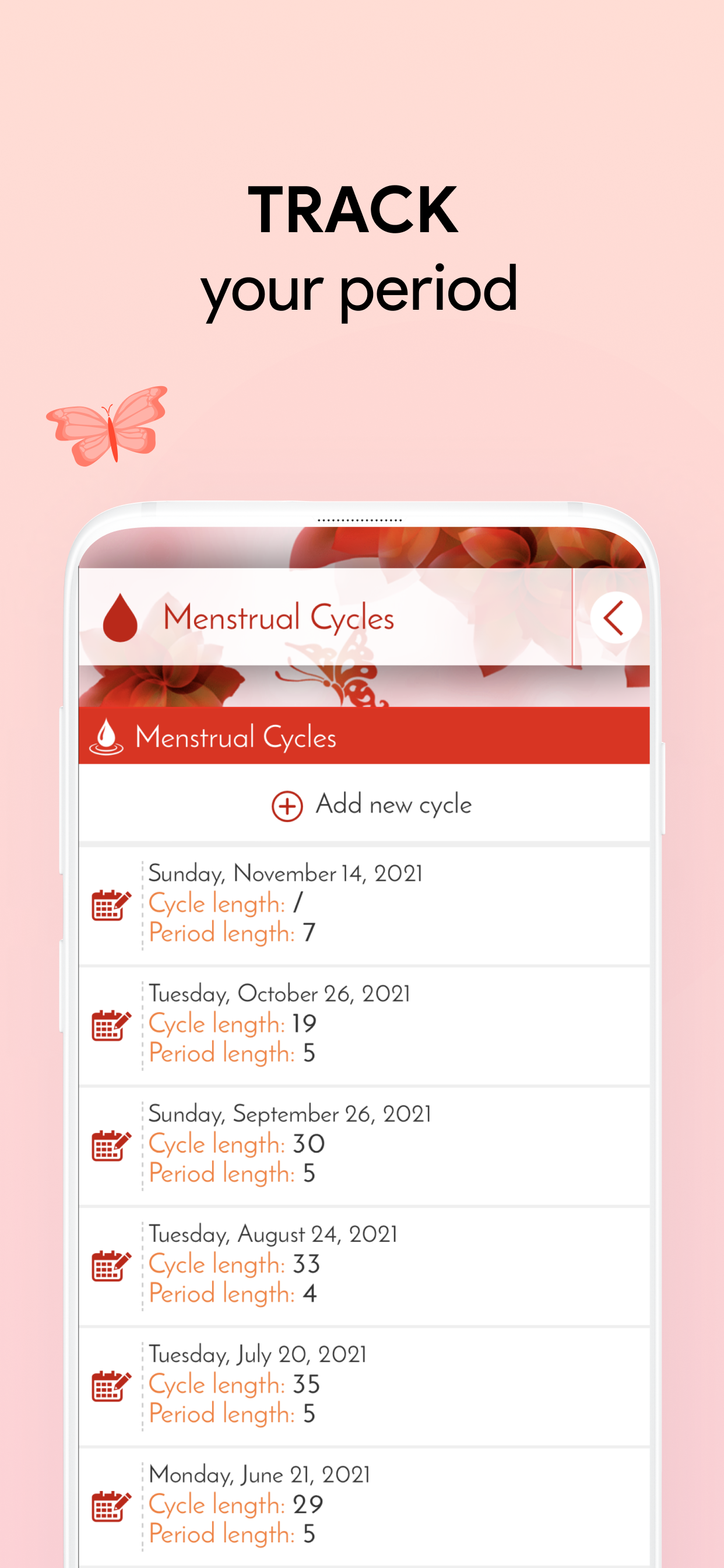 Android application Period Tracker & Diary screenshort