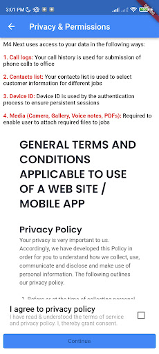 M4 Next CRM App Screen 2