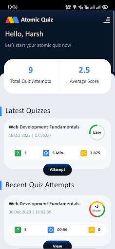 Atomic Quiz Screen 2