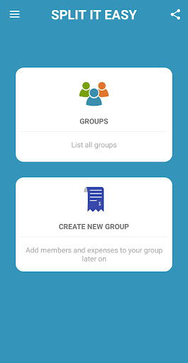 Android application Split check, bills & expenses. screenshort