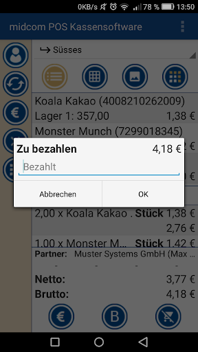POS Kasse / Direktvertrieb Screen 2