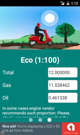 Fuel mixture calculator Screen 3