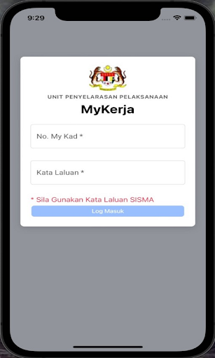Android application MyKerja ICU JPM screenshort