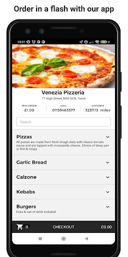 Android application Venezia Pizzeria screenshort