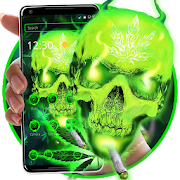 Green Smoking Skull Theme  Icon