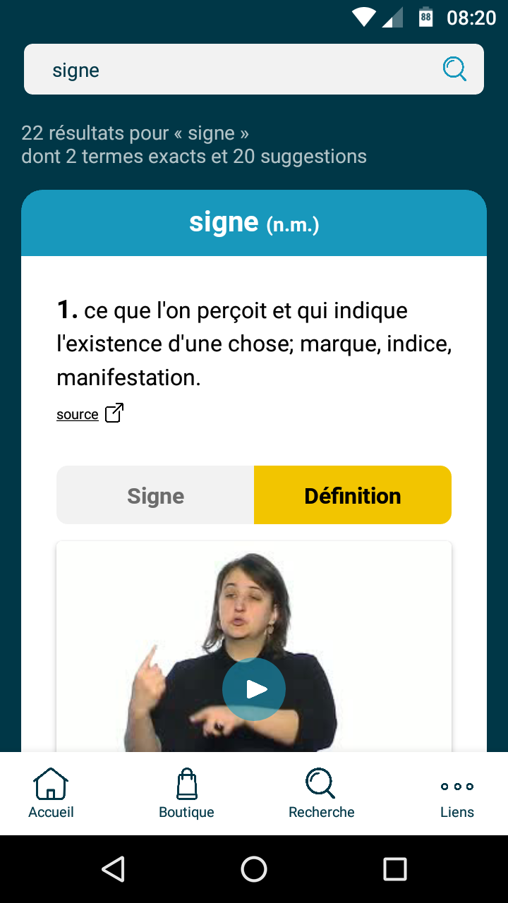 Android application Elix - Langue des signes screenshort