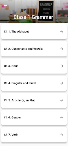 Class 1 English Grammar Book Screen 2