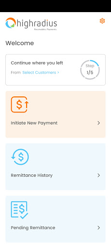 Android application HighRadius - PayNRemit screenshort