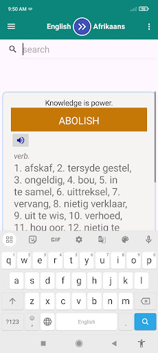 Android application English Afrikaans Dictionary screenshort