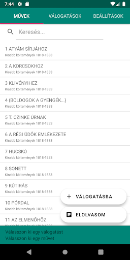 Android application Vörösmarty Mihály összes screenshort
