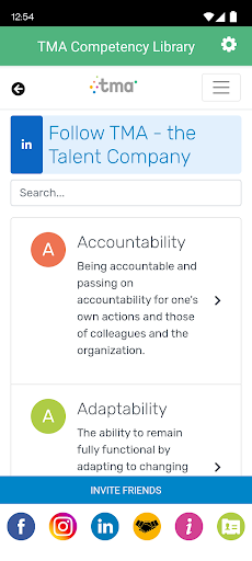 Android application TMA Competency Library screenshort