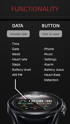 Black And Weather For Wear OS Screen 2