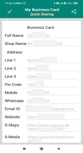 Android application My Visiting Card screenshort