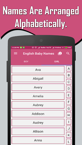 English Baby Girl & Boy Names Screen 2
