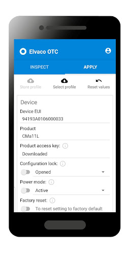Elvaco OTC App Screen 2