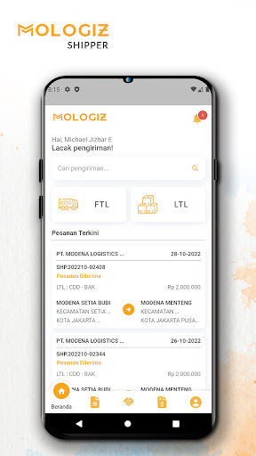 MOLOGIZ Shipper Screen 2