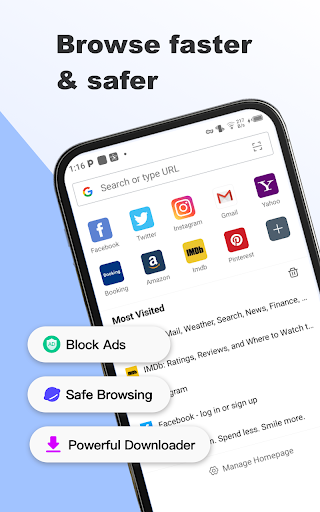 Android application Fiery Browser - Fast & Private screenshort