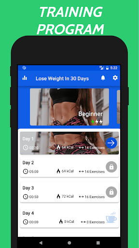 Android application Lose Weight In 30 Days - Home screenshort