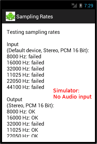 Android application Samping Rates screenshort