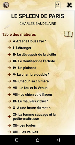 Android application Le Spleen de Paris -Baudelaire screenshort