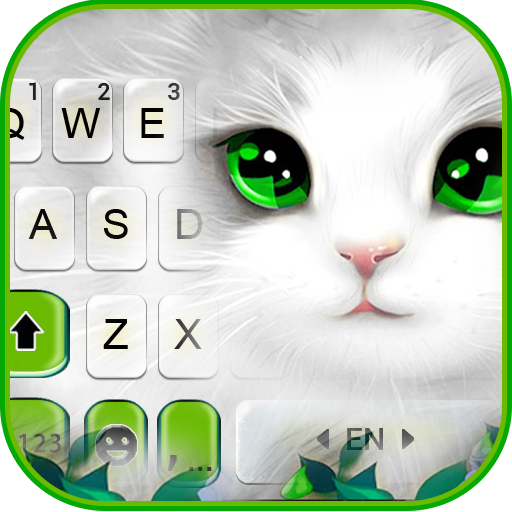 White Cute Cat Keyboard Theme  Icon