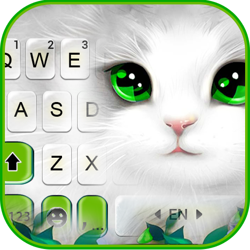 White Cute Cat Keyboard Theme logo