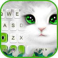 Тема для клавиатуры White Cute Cat