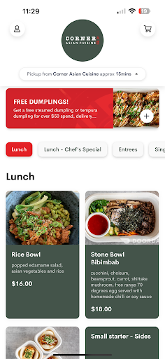 Android application Corner Asian Cuisine screenshort