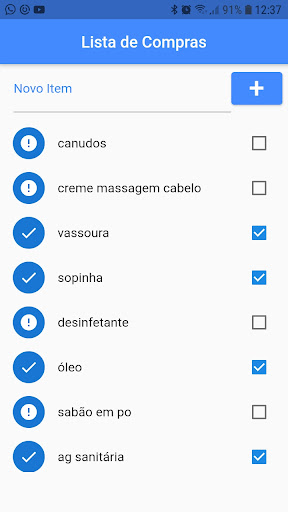 Android application Lista de Compras screenshort