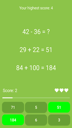 Addition and subtraction game - Screenshot 2