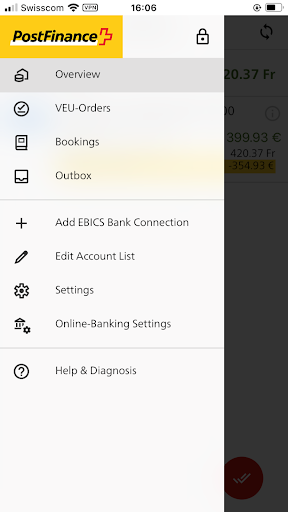 Android application PostFinance EBICS-App screenshort
