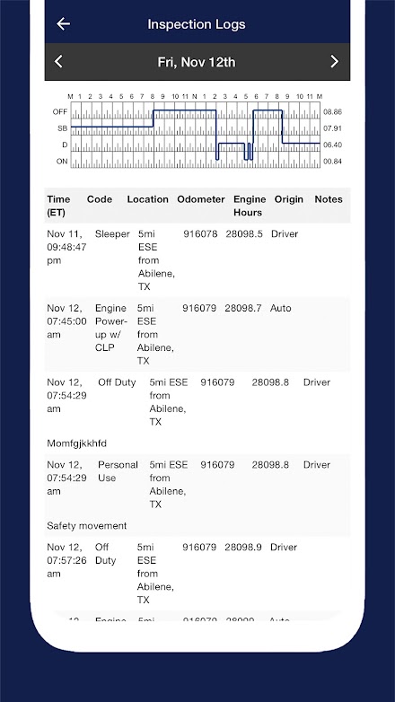 TruckStaff ELD Screen 2