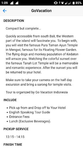 GOVACATION ONLINE BOOKING Screen 3
