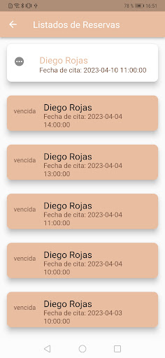 Reservas Salón- Demo Screen 3