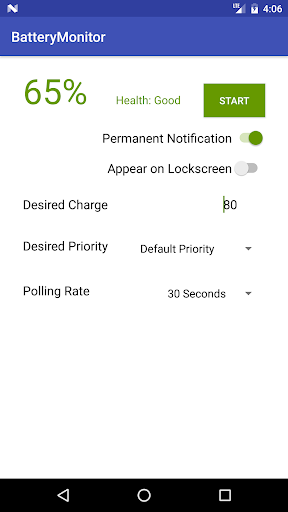 Android application Simple Battery Monitor screenshort