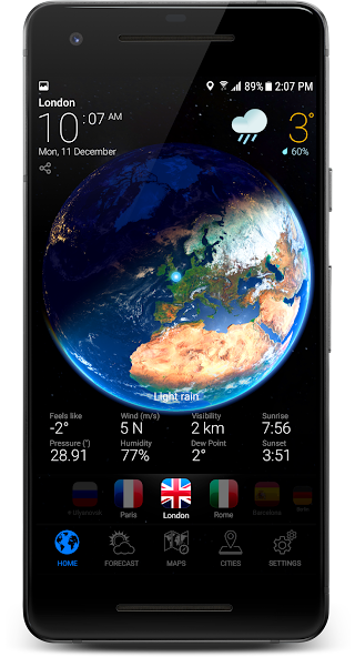 3D EARTH PRO - local forecast banner
