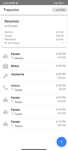 Android application Cuentas taxista screenshort