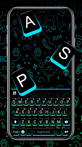 Neon Green Blue SMS Keyboard B Screen 2