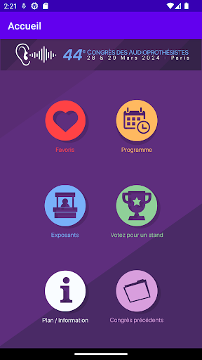 Android application Congrès des Audioprothésistes screenshort
