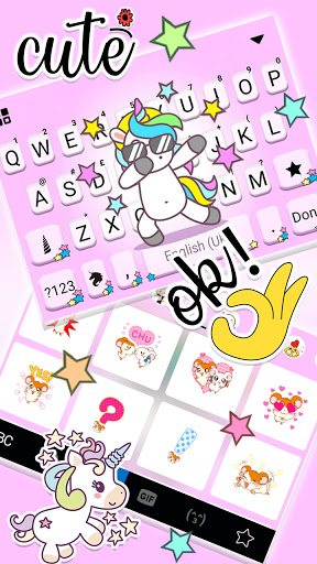 Pink Cute Unicorn Keyboard Bac Screen 3