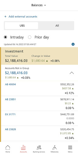 Screenshot of UBS Financial Services
