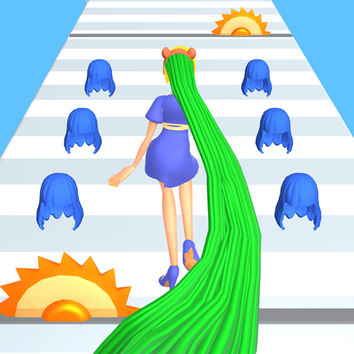 LongHair Girl Runner Hair 3D logo